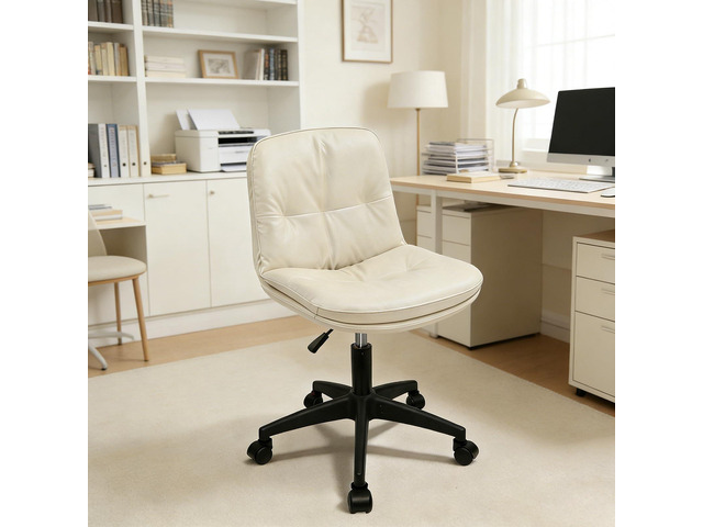 Office Chair, Ergonomic Desk Chair with Padded Cushion & Backrest, Adjustable Height & 360° Swivel, Armless Task Chair for Home Office, Computer...