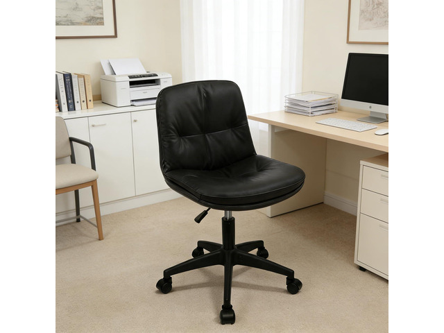 Office Chair, Ergonomic Desk Chair with Padded Cushion & Backrest, Adjustable Height & 360° Swivel, Armless Task Chair for Home Office, Computer...