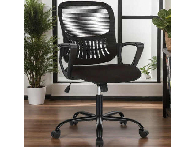 Office Ergonomic Desk Chair, Mesh Comfy Computer Work Chair with Armrests, Rolling Swivel Task Chair for Home Office, Adults and Teens (Fixed...