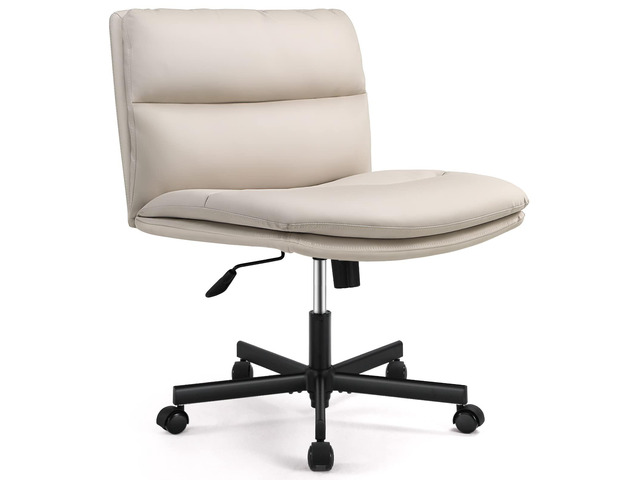 Criss Cross Chair with Wheels Home Office Desk Chairs,PU Leather Vanity Chair Mid-Back Ergonomic Computer Chair Comfortable Adjustable Swivel...