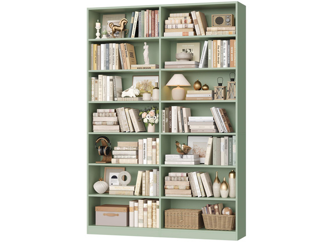 83.7' Tall Bookshelf and Bookcase, 7-Tier Extra Large Bookshelf with Double Storage, 14 Open Display Shelves for Home Office, Study and Living...