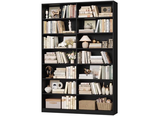 83.7' Tall Bookshelf and Bookcase, 7-Tier Extra Large Bookshelf with Double Storage, 14 Open Display Shelves for Home Office, Study and Living...