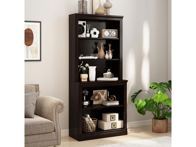 72' Tall Bookcase, White Large Floor Standing Bookshelf, 5 Tier Shelves Open Storage Organizer, Book Case for Living Room Hallway Kitchen Home...