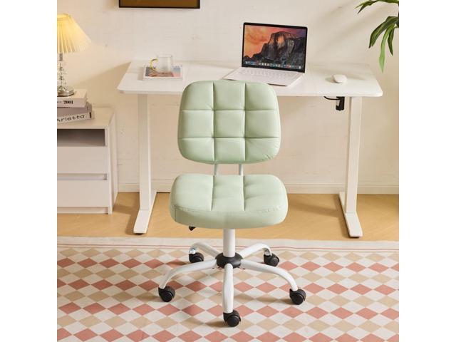 Compact Small Desk Chair, Cute Armless Chair with Wheels, Vanity Chair with Low Back, Height Adjustable Task Chair for Small Spaces, Office,.