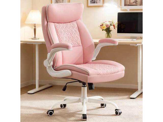 Leather Office Chair, Computer Desk Chair with Lumbar Support,Height Adjustment, Comfortable Excutive Task Chairs 400lbs with Padded Flip-up...
