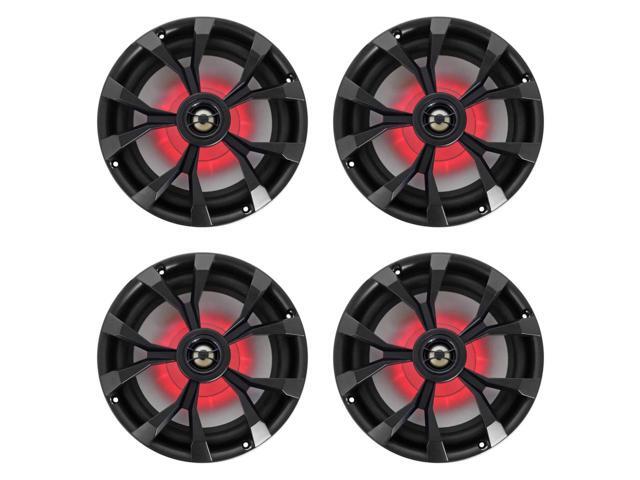 RKL80MB Bundle: (4) 8 900W Black Marine Boat Speakers w/LED Lights, IP66 Waterproof, Beat Sync LEDs, Stainless Steel Mounting Screws, for...