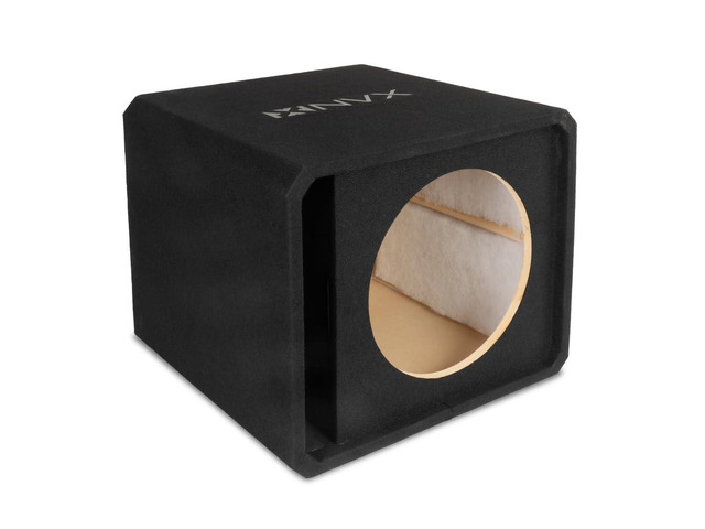 NE151P Single 15' Slot Ported Subwoofer Enclosure 3.5 Cu Ft MDF Sub Box with Polyfill, 38Hz Tuning, Spring Terminals, Black Carpet Finish