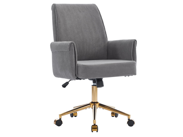 Stripes Velvet 360°Swivel Desk Chair, Modern Height Adjustable Home Office Armchair with Gold Base and Wheels for Vanity, Comfy Computer Chair for...