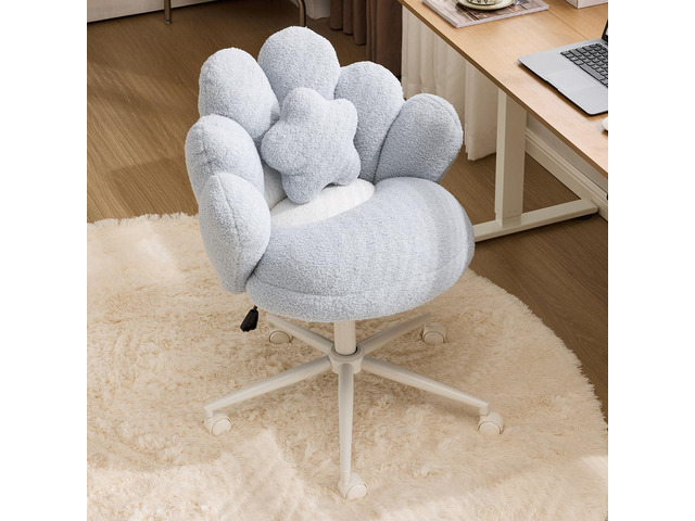 Lovely Petal Vanity Desk Chair with Star Pillow, Height Adjustable Armless Swivel Chair in Vibrant Color-Blocking, Modern Computer Task Chair for...
