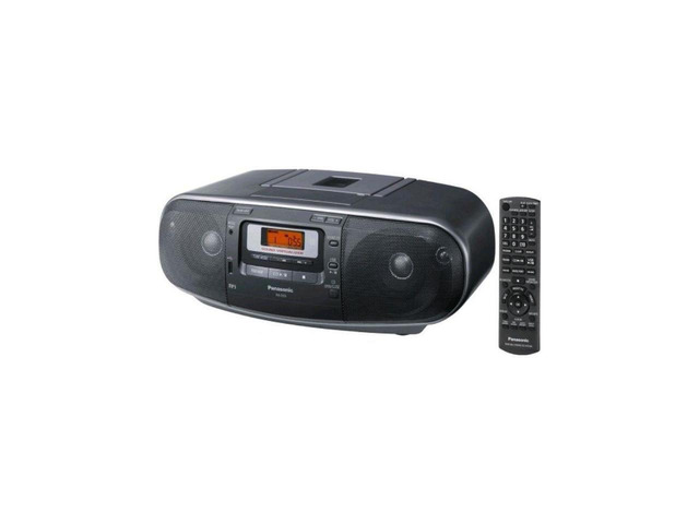 RX-D55GC-K Boombox - High Power Portable Stereo AM/FM Radio, MP3 CD, Tape Recorder with USB & Music Port Sound with 2-Way 4-Speaker (Black)