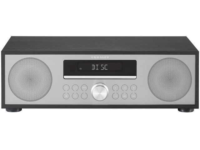 CR3501A-BK Fleetwood Retro Alarm Clock FM Radio and CD Player with Stereo Bluetooth Speakers, Black