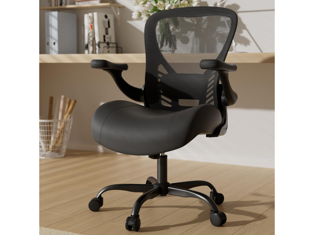 Ergonomic Office Chair with Memory Foam Cushion, Big and Tall Office Chair, 4.7' Thickened Seat Heavy Duty Desk Chair with Technical Mesh Back, 3D...