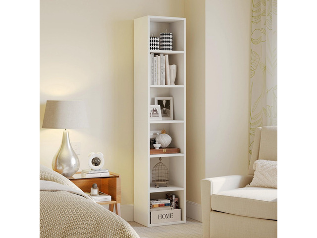 Narrow Bookshelf, 6-Tier Open Bookcase, Coner Shelf, Storage Shelves, Display Storage Shelves, Floor Standing Unit, Home Decor, Furniture for Home...