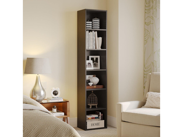 Narrow Bookshelf, 6-Tier Open Bookcase, Coner Shelf, Storage Shelves, Display Storage Shelves, Floor Standing Unit, Home Decor, Furniture for Home...