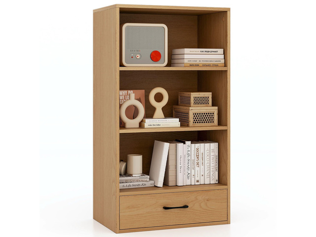 3 Tier Bookcase with Drawer, 42.5Tall Freestanding Bookshelf with 3 Open Shelves & 1 Drawer, Anti-toppling Devices, Modern Display Storage...