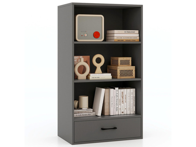 3 Tier Bookcase with Drawer, 42.5Tall Freestanding Bookshelf with 3 Open Shelves & 1 Drawer, Anti-toppling Devices, Modern Display Storage...