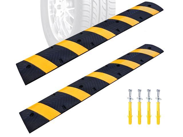 Rubber Speed Bumps for Driveway, 2 Pack 72' Speed Bump 2' High Heavy Duty Speed Humps for Road & Parking Lot, Portable Speed Bump with Reflectors,...
