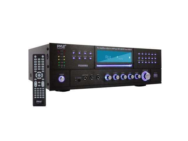 4 Channel Bluetooth Amplifier with Front Loading DVD/CD Player - 3000 Watt Stereo Receiver with FM Radio, Dual Microphone w/Echo for Karaoke, USB-A...