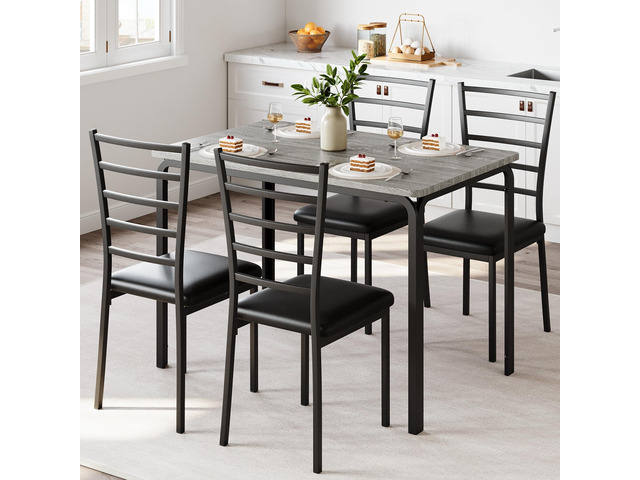 5-Piece Kitchen Dining Room Table Chair Set for Small Space, Indoor Modern Dinette Set for 4, Square Dinner Table Set for Dinette, Breakfast (Oak,...
