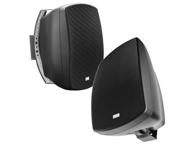 6.5' Outdoor 70V Patio Speaker Pair, 32W 16W 8W 4W Taps, Full Motion Bracket, Weather Proof IP54 Rated, Black - AP650