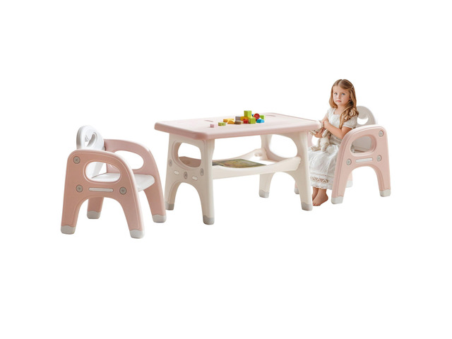 Kids Table and Chairs Set, Activity Table with 2 Chairs for Ages 3-6, Toddler Table and Chair Set Ideal for Reading, Drawing, Dining, Arts...