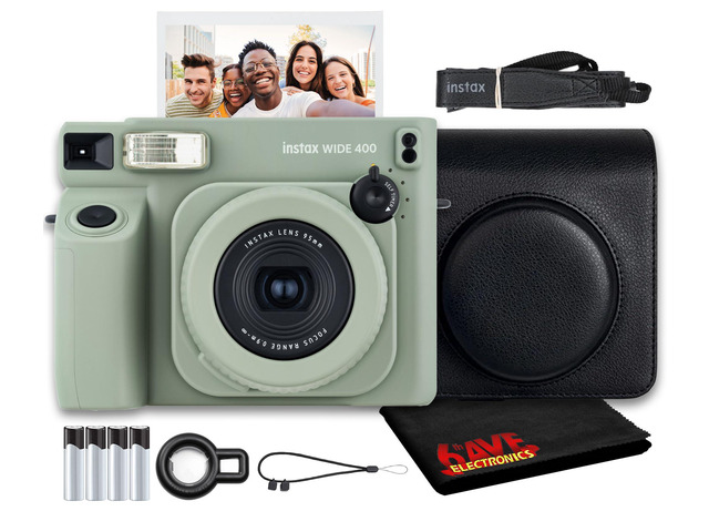 Instax Wide 400 Instant Film Camera Bundle with Vintage Style Compatible Carrying Case + Microfiber Cleaning Cloth