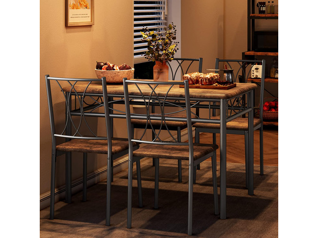 Dining Table Set for 4, Kitchen Table and Chairs for 4, Rectangular Kitchen Table Set with Sturdy Chairs, Dining Room Table Set for Small Space,...