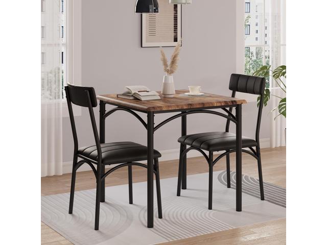 2-Person Dining Table Set (3 Pieces) - Square Kitchen Table with Upholstered Chairs Ideal Small Space Dining Set for Apartments, Studios .