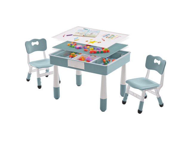 4 in 1 Kids Table and Chairs Set with Storage, Toddler Table and Chair Set for Kids Ages 3-10, 29.5' L x 23.6' W Activity Table, Graffiti &...