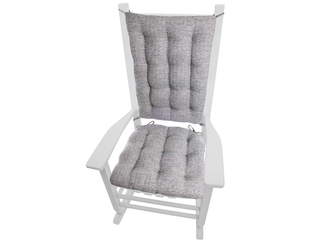 Brisbane Silver Grey Rocking Chair Cushions - Extra-Large - Latex Foam Filled Rocker Seat Pad 19 x 19 and Back Rest Cushion 23 x 18 - Reversible -...