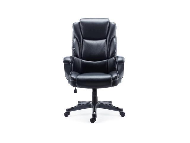 Mcallum Ergonomic Manager & Executive Office Chair, Task Desk Swivel Chair with Wheels, Adjustable Height, Bonded Leather, Black
