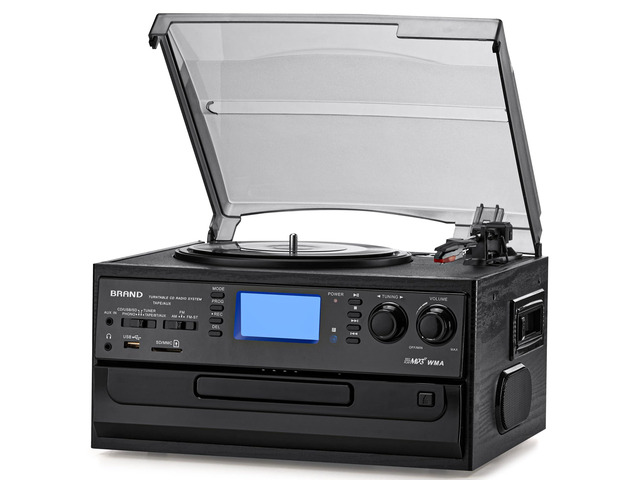 10-in-1 Bluetooth Turntable Record Player with Built-in Speaker, Vinyl Turntable CD Cassette and FM/AM Radio Combo, AUX in RCA Out USB MP3...
