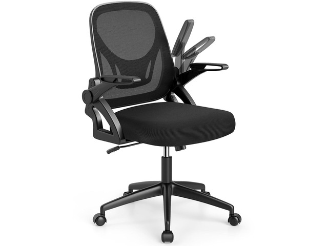 Mesh Office Chair, Ergonomic Desk Chair with Flip-up Arms & Lumbar Support, Height Adjustable Swivel Computer Desk with High Back for Home Office...