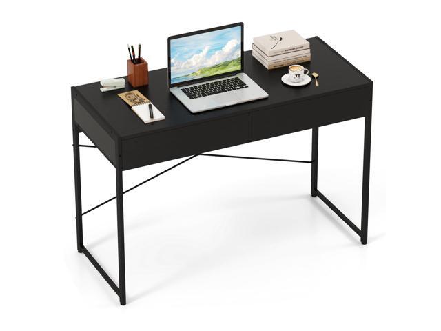 Computer Desk with 2 Drawers, 44 Inch Home Office Desk with Metal Frame & Anti-Toppling Device, Modern Writing Desk Study Desk, Compact Laptop PC...