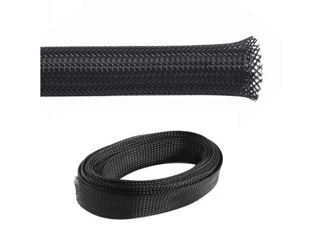 PET Expandable Braided Sleeving - 1-1/4 Inch - 250 Feet Long - Black Cable Sleeve Automotive Wire Loom, Cable Wrap, Cord Protector from Pets, Cable...