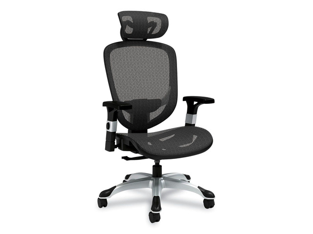 Minerva Ergonomic Swivel Computer Desk Chair, Mesh Office Task Chair, Adjustable Seat, Arms, Headrest, Supports Up to 275 lb, Black