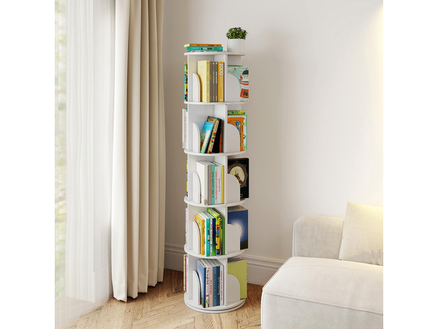 Rotating Bookshelf, 360 Display Spinning Bookcase, Corner Bookshelf, Floor Standing Revolving Bookcase Storage Rack, Narrow Book Shelf Organizer...