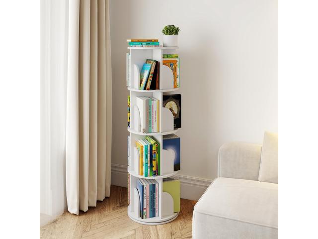 Rotating Bookshelf, 360 Display Spinning Bookcase, Corner Bookshelf, Floor Standing Revolving Bookcase Storage Rack, Narrow Book Shelf Organizer.