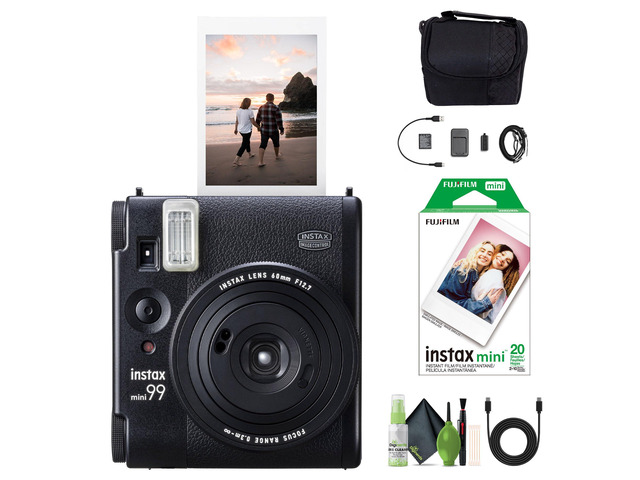 Instax Mini 99 Instant Film Camera Bundle with Fuji Instax Mini Instant Film Value Pack (20 Sheets) + Travel Bag + Lens Cleaning Kit, Perfect for...