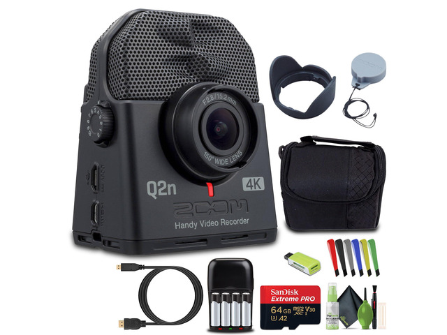 Q2n-4K Handy Video Recorder, 4K/30P UHD Video, Compact Size, Stereo Microphones, Wide Angle Lens, for Recording Music, Video, YouTube Videos,...