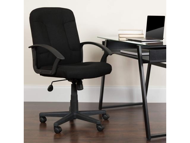 Mid-Back Black Fabric Executive Swivel Office Chair with Nylon Arms