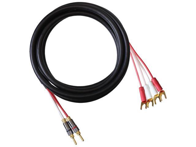 Canare 4S11 Speaker Cable, with Ultrasonically-Welded Bi-Wire Terminations (One Cable - for one Speaker); Assembled in The USA (50 Foot, Black, Two...