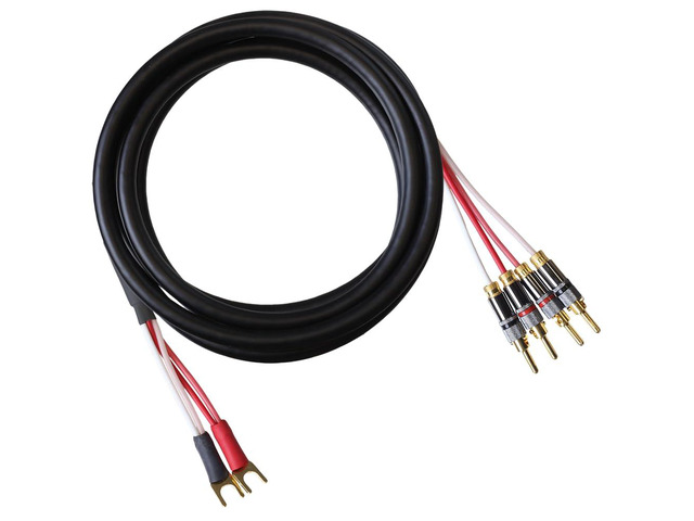 Canare 4S11 Speaker Cable, with Ultrasonically-Welded Bi-Wire Terminations (One Cable - for one Speaker); Assembled in The USA (50 Foot, Black, Two...