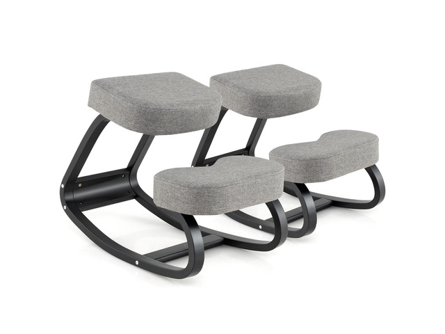 Ergonomic Kneeling Desk Chair, Upright Posture Chair with Cushion & Solid Wood Frame, Natural Relief for Neck or Back Pain, Wooden Knee Chair for...