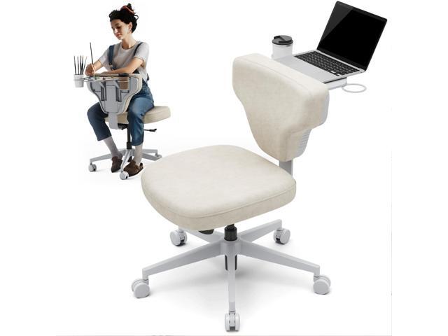 Freedom-X Criss Cross Legged Chair, Adjustable Laptop Tray for Work & Relax (Apricot, Standard)