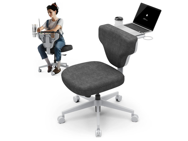 Freedom-X Criss Cross Legged Chair, Adjustable Laptop Tray for Work & Relax (Dark Grey, Standard)