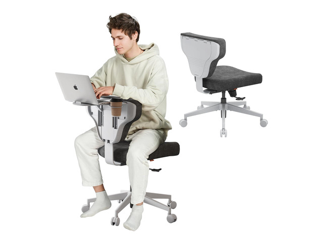 Freedom-X Criss Cross Office Chair with Wheels & Hideaway Laptop Tray, Ergonomic Chair for Cross Legged Sitting, Home Office, Meditation, Makeup...