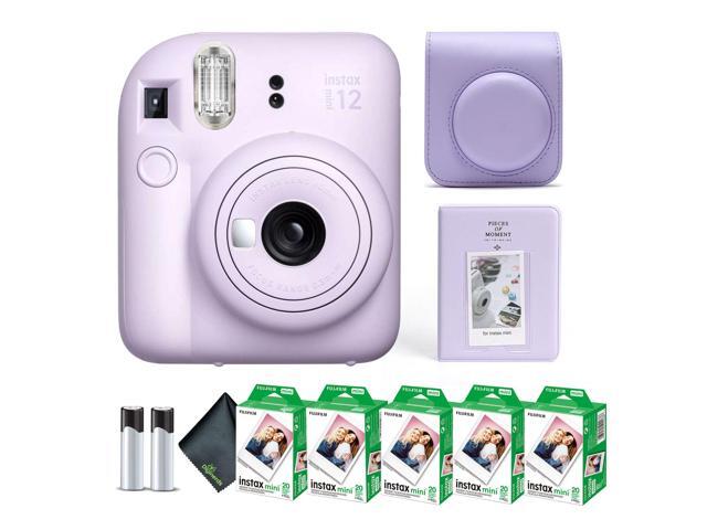 Instax Mini 12 Instant Camera Lilac Purple Bundle with Fuji Instax Mini Film Value Pack (100 Sheets) + Protective Carrying Case + Photo Album +.
