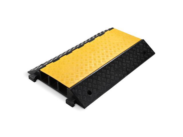 Cable Ramp Protector 3 Channel Garden Hose Protecitive 44000 Lbs Load Capacity Heavy Duty, 35.43'x23.62'x4.33' Speed Bump for Road, Driveway,.