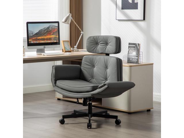 Criss Cross Chair with Adjustable Armrests and Wheels, PU Leather Cross Legged Office Chair, Height Adjustable Computer Office Desk Chairs for.